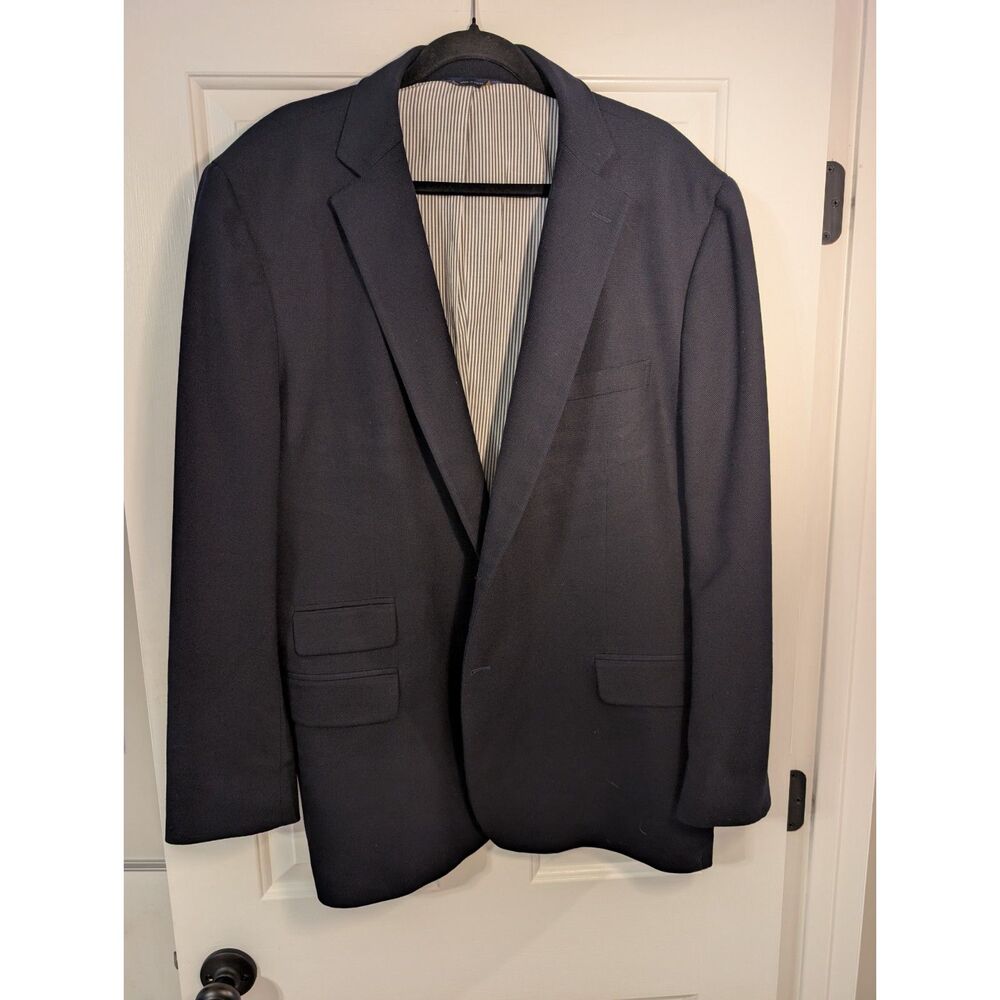 Brooks Brothers Madison Fit Navy Hopsack Stretch Wool Blazer 48R